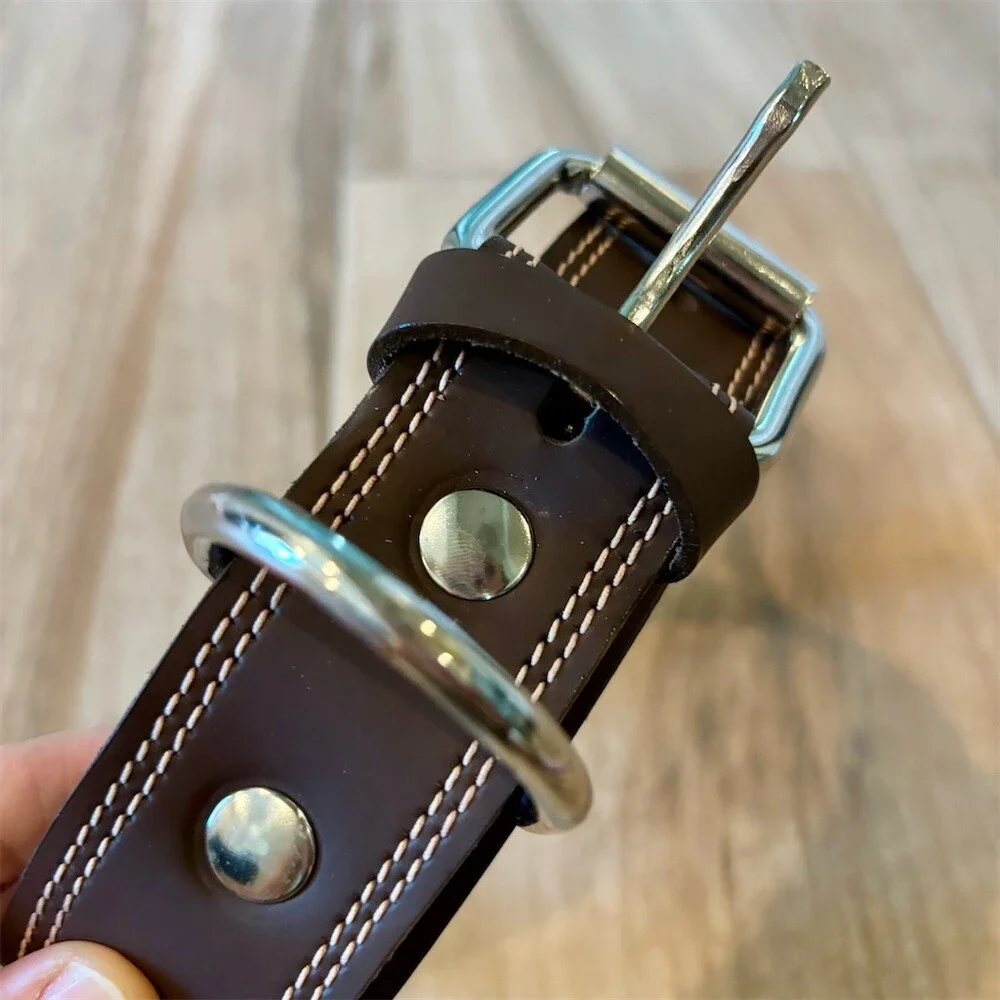 Redline K-9 Dog Collar Size L Brown Heavy Duty Adjustable Buckle D-Ring
